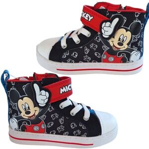 Mickey Mouse High Top Sneakers for Boys With Side Zipper Color Black Size 7 15Cm
